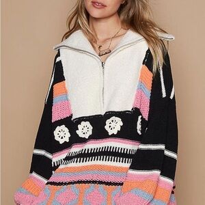 POL White Fleece Quarter Zip Pullover